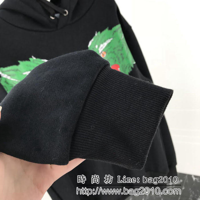 GUCCI古馳 18ss4秋冬新款 咆哮狼頭圖案 黑色 連帽衛衣 情侶款 ydi1706